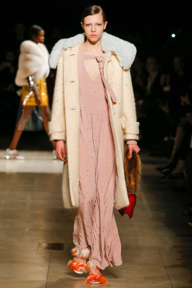 Miu Miu fall 2017 pink embellished dress