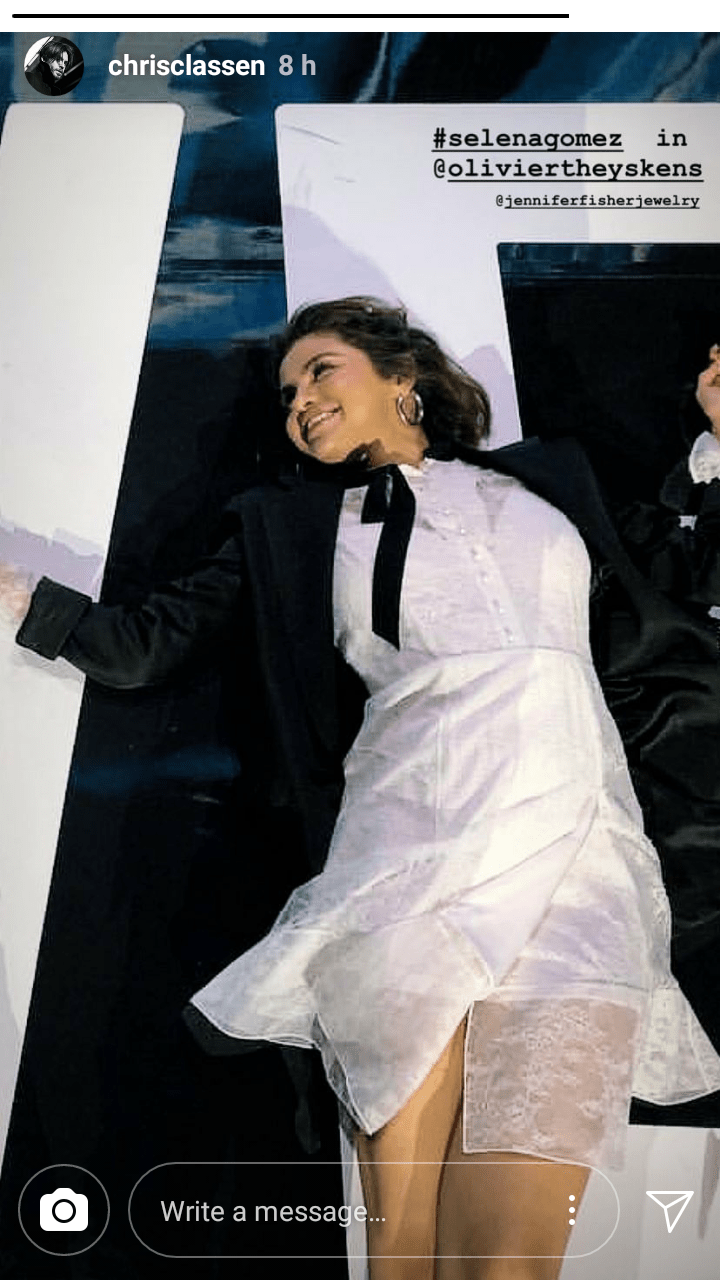 Selena Gomez style white dress black jacket WE Day April 2018