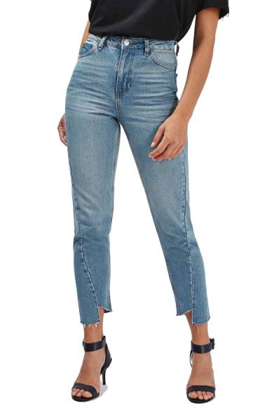 Topshop Mom Asymmetrical Step Hem Jeans