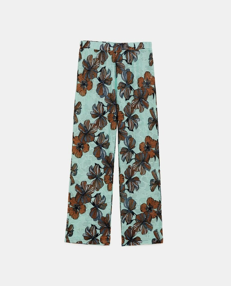 Zara floral print textured pants