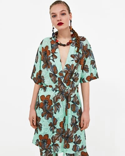 Zara floral print textured tunic