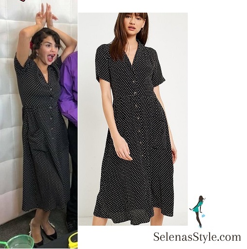 Selena Gomez style fashio outfit blog black print midi tea dress CHOC Childrens hospital prom 23 June 2018