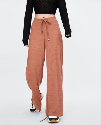 Zara Ribbed Wide Leg Trousers