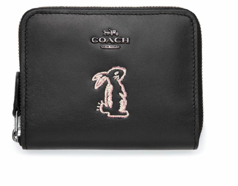 Coach x Selena Small Zip Around Wallet With Bunny black