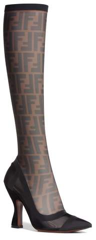 Fendi Logo Sock Pointy Toe Pump