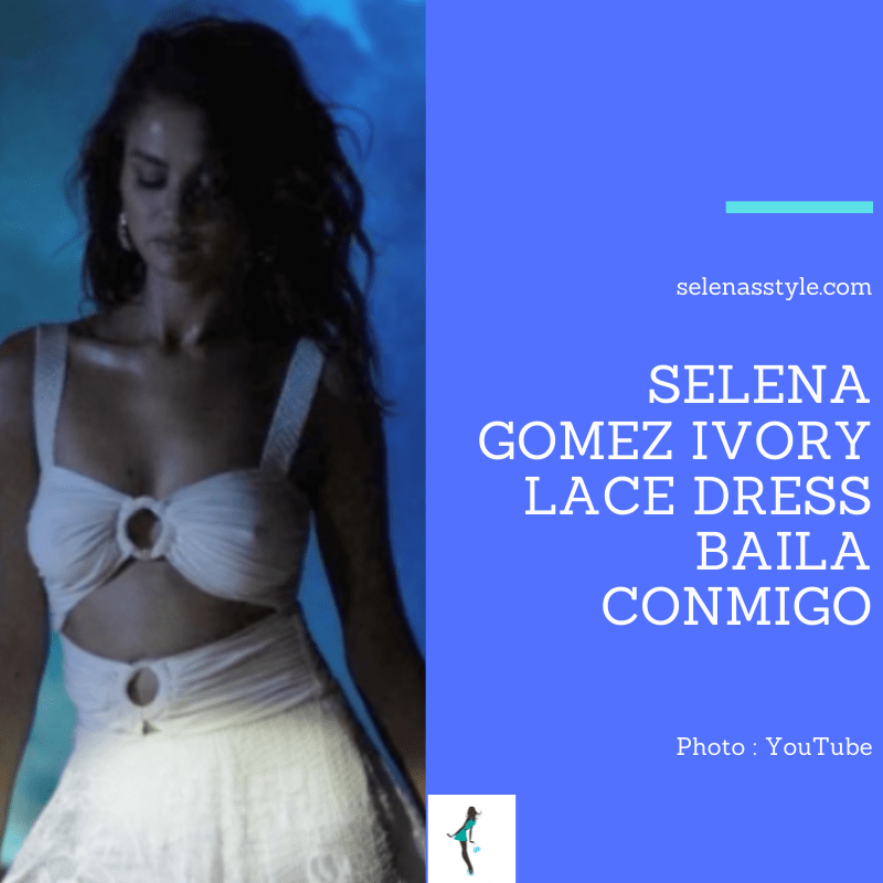 Where to get Selena Gomez Baila Conmigo ivory lace beach dress ring details star crystal earrings February 2021 blog