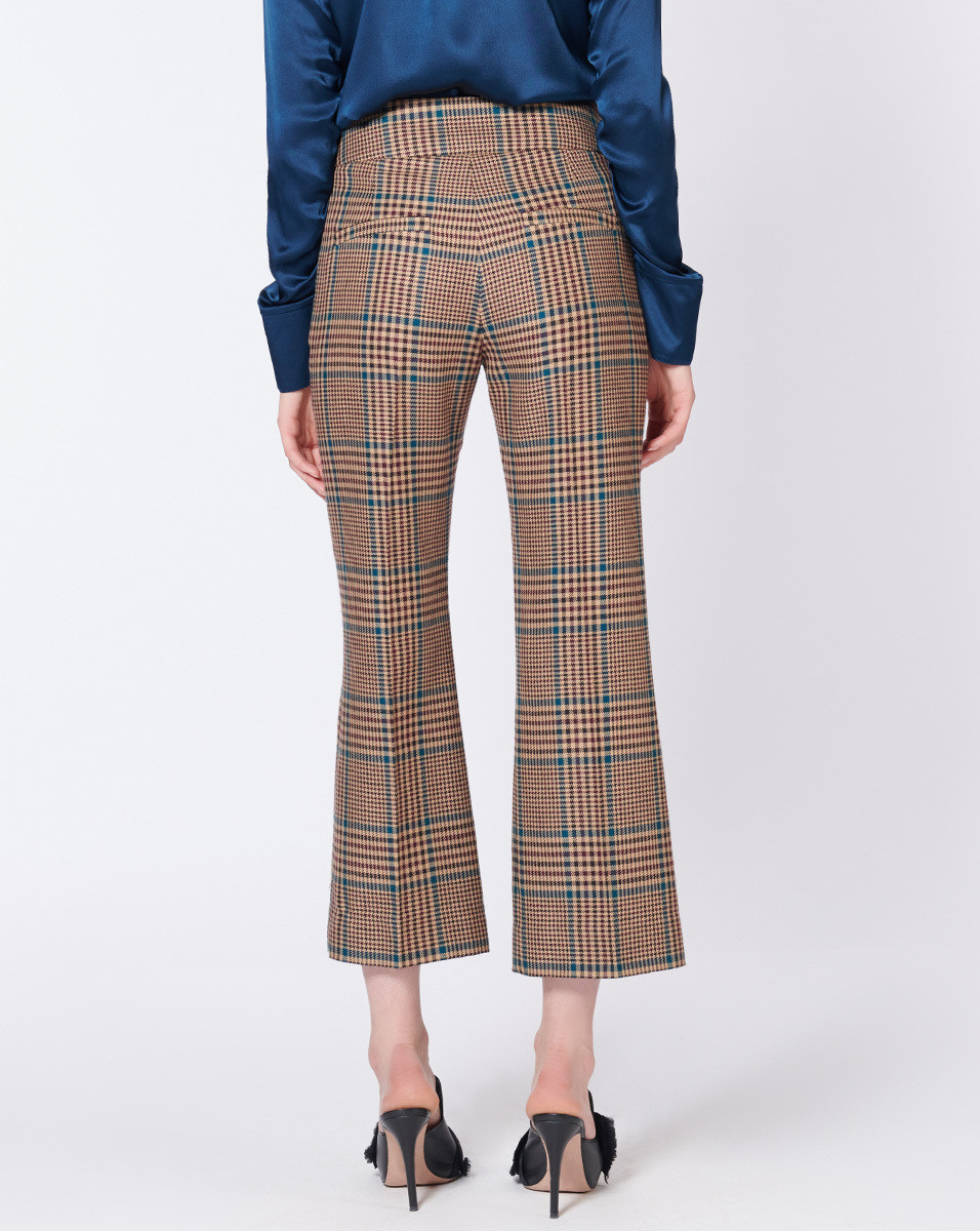 Veronica Beard Cormac Plaid Wool Blend Trousers back view