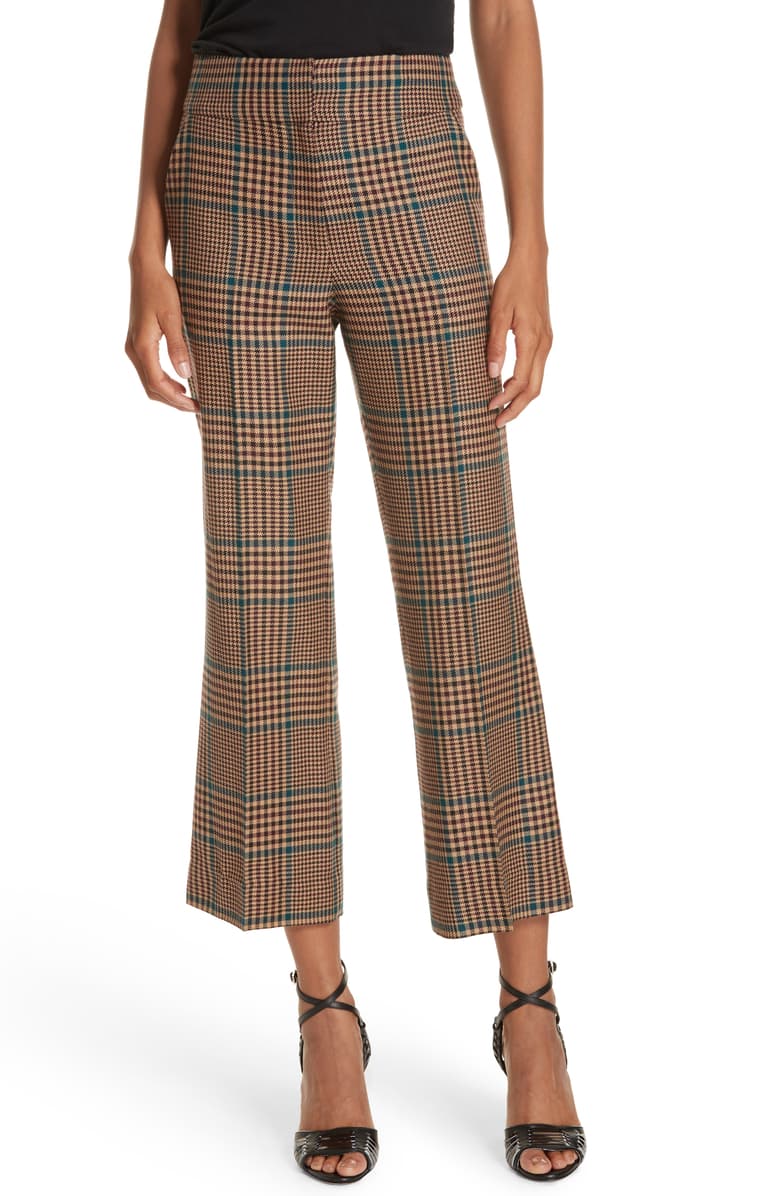 Veronica Beard Cormac Plaid Wool Blend Trousers