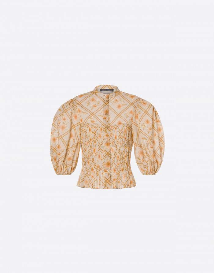 Alberta Ferretti Hibiscus Cage Muslin Shirt