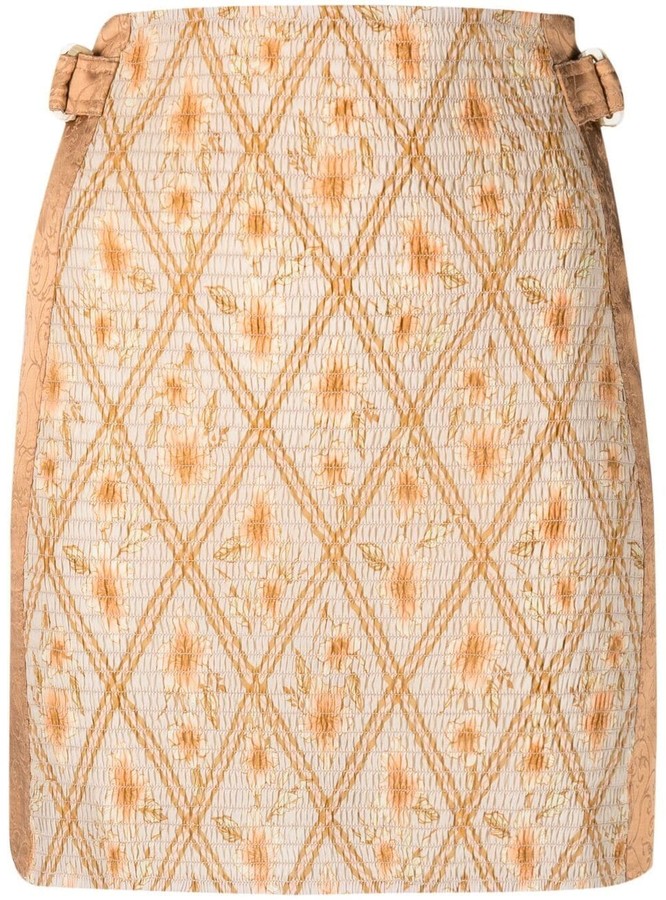 Alberta Ferretti Hibiscus cage straight skirt