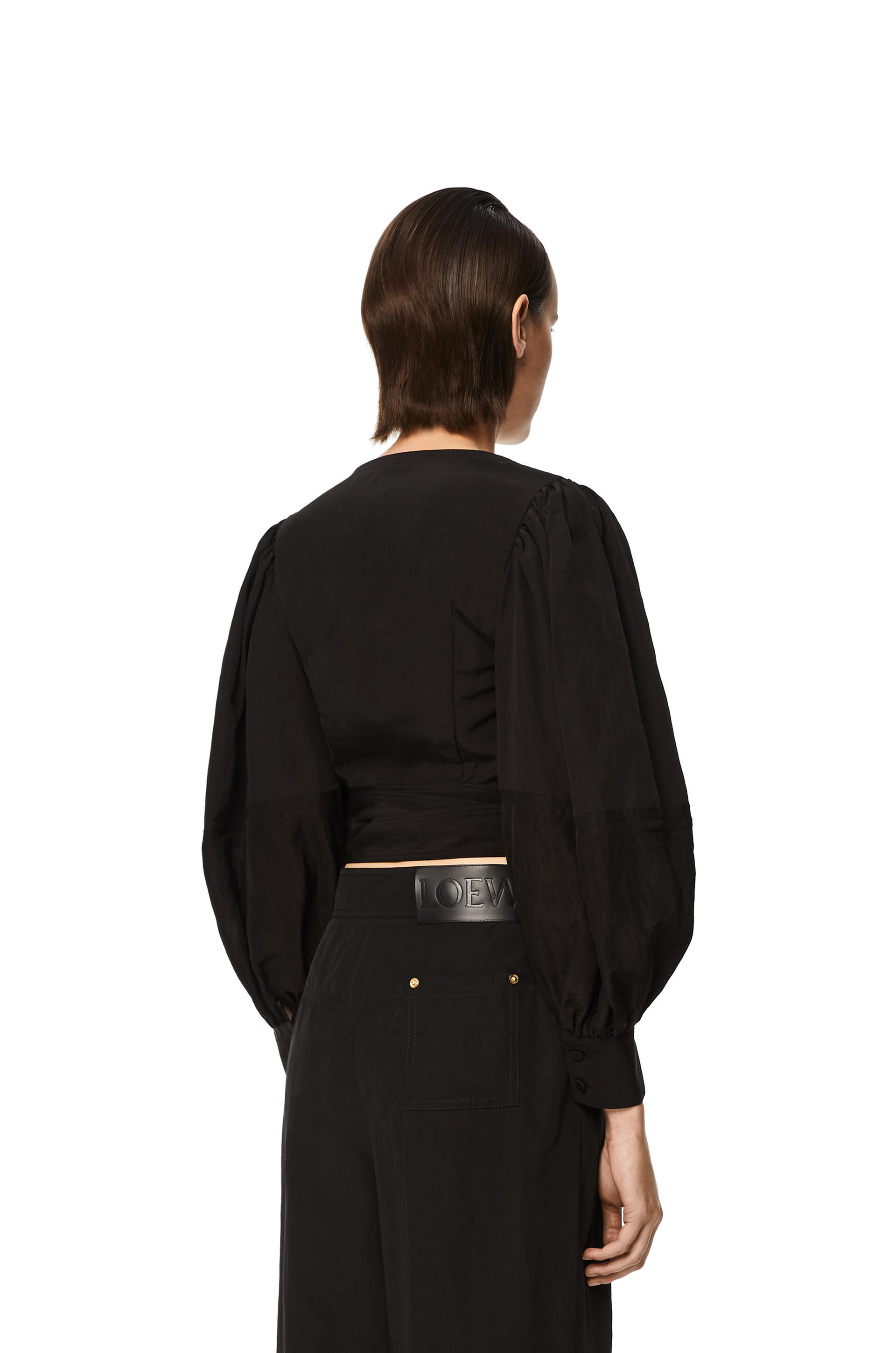 Loewe Balloon sleeve wrap top in linen back view