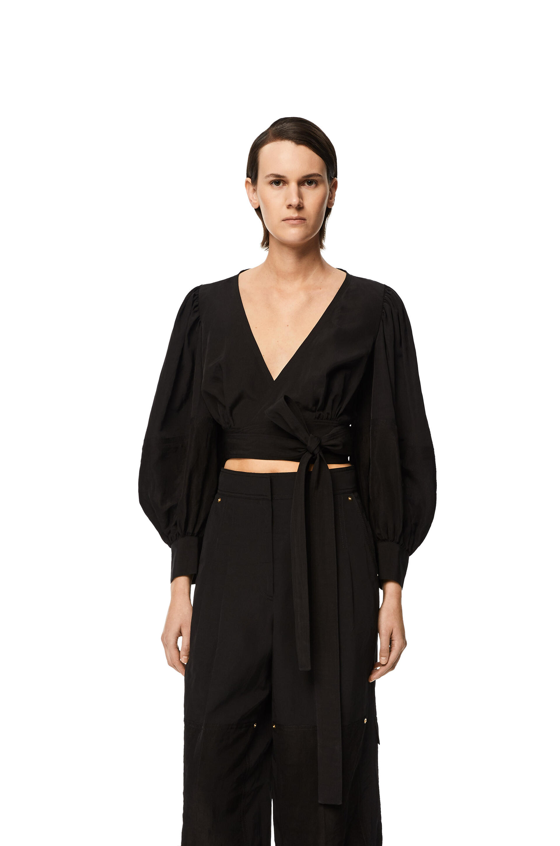 Loewe Balloon sleeve wrap top in linen