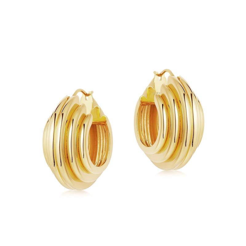 Lucy Williams gold medium ridge hoop earrings