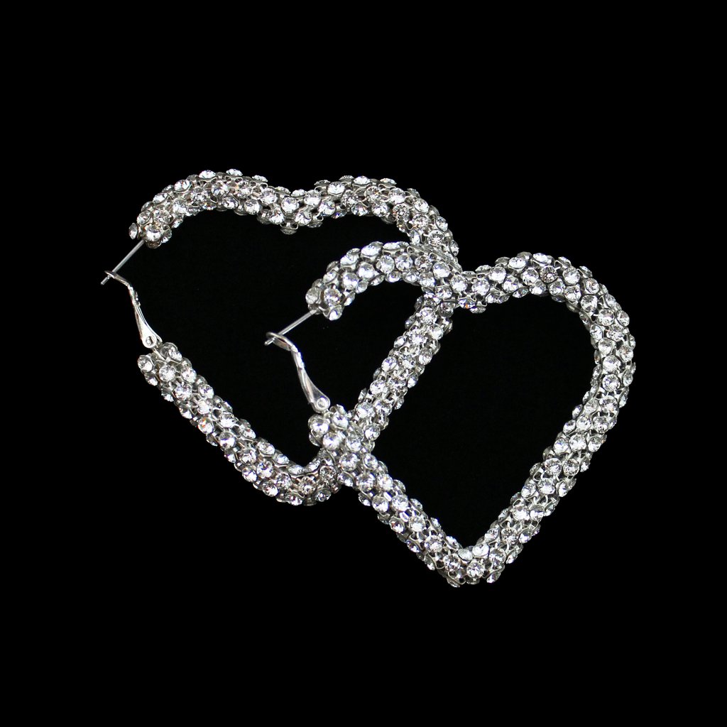 Michael Schmidt Crystal Mesh Heart Hoop Earring