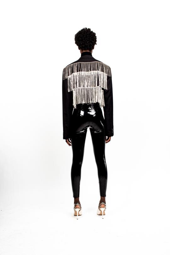 Romeo Hunte Crystal Cup-chain Blazer back view