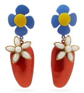 Saint Laurent Resin Flower Clip Earrings