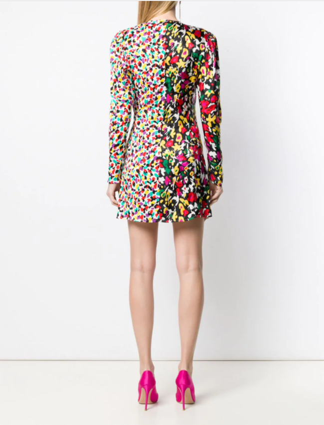 The Attico Mixed-Print Wrap Dress back view