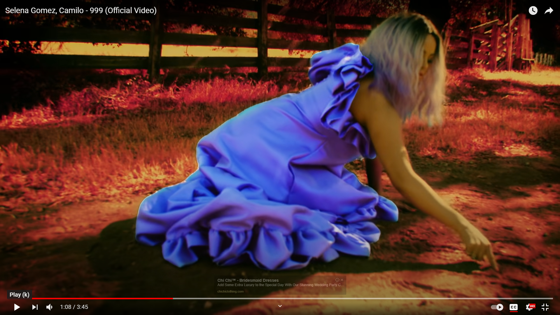 where to get Selena gomez purple gown 999 video