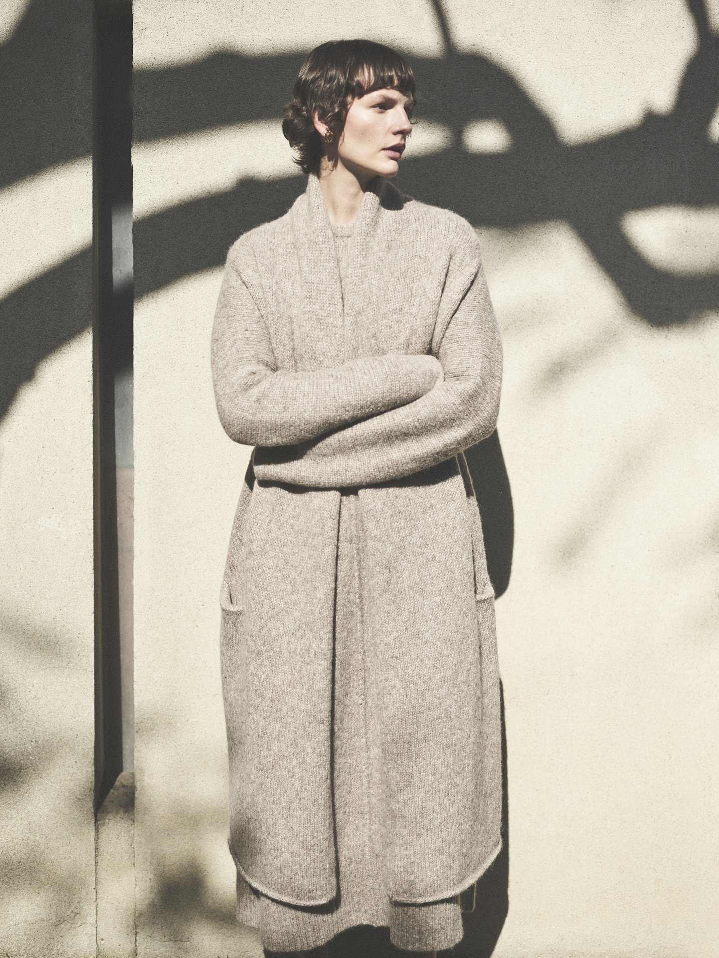 Co Long Sleeve Open Sweater in Alpaca