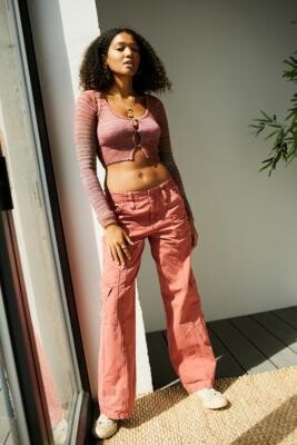 Urban Outfitters BDG Y2K Red Cargo Trousers