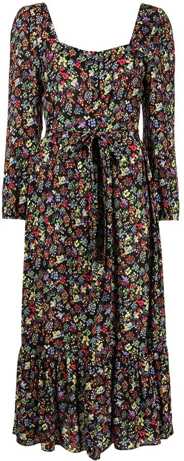 HVN Floral Print Maxi Dress