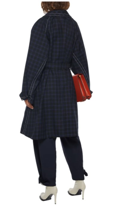 Marni belted checked wool-gabardine coat back view