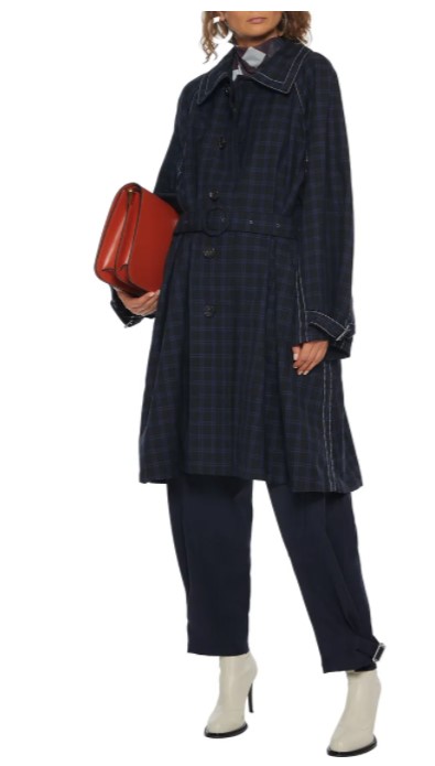 Marni belted checked wool-gabardine coat