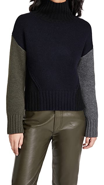 Naadam Colorblocked Crop Turtleneck
