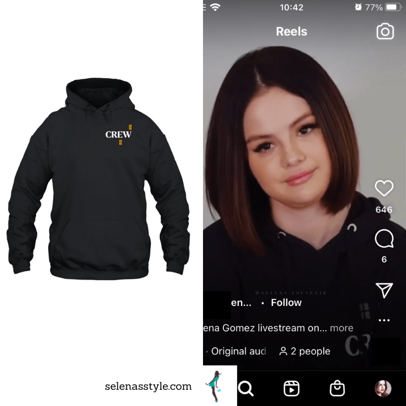 Where to get Selena Gomez outfits October 2021 blog black hoodie Only Murders In The Building TikTok