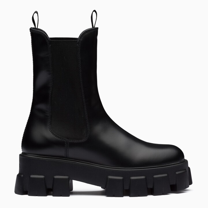 Prada Monolith Brushed Leather Boots