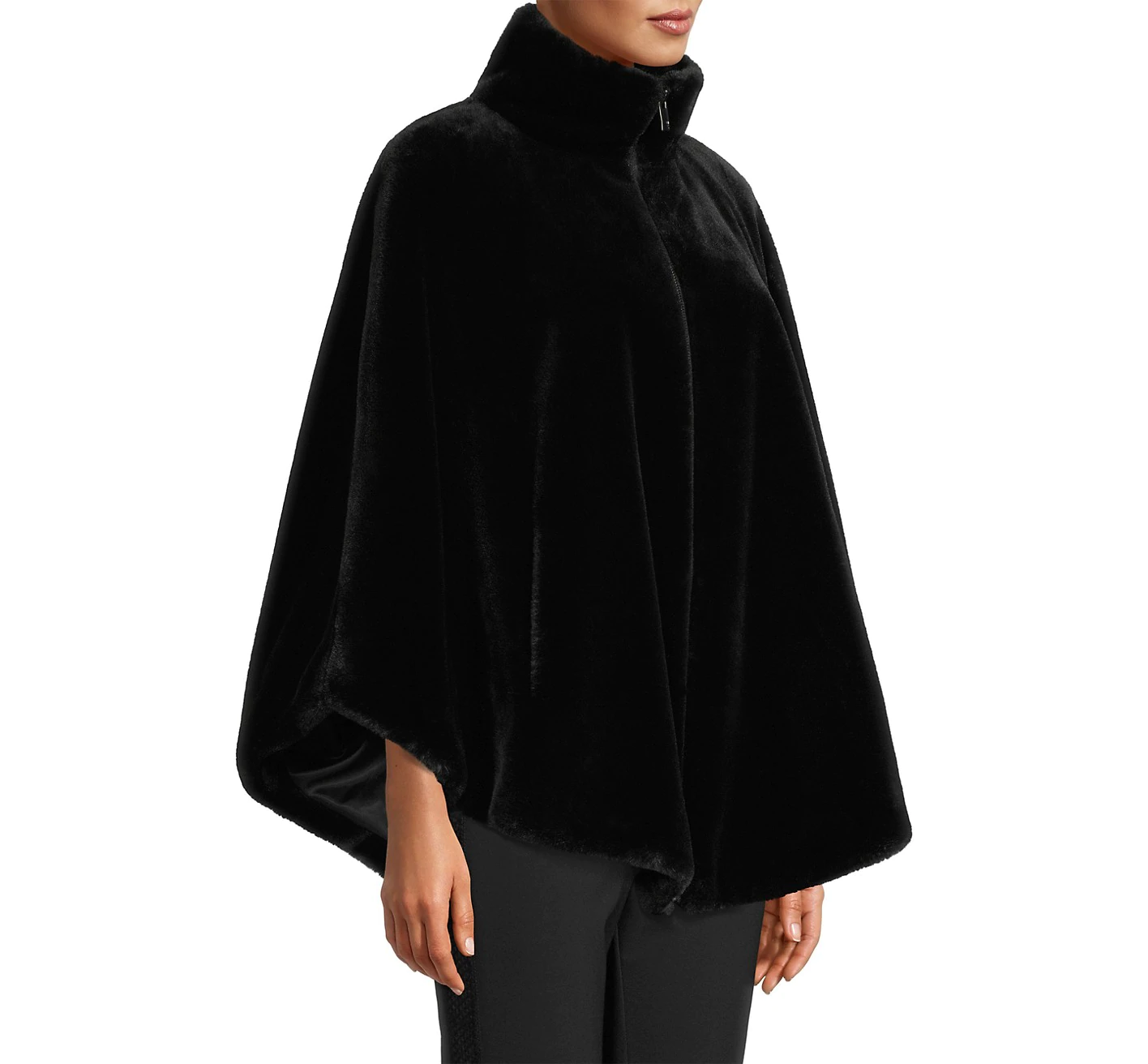 Donna Karan Faux Fur Zip Poncho