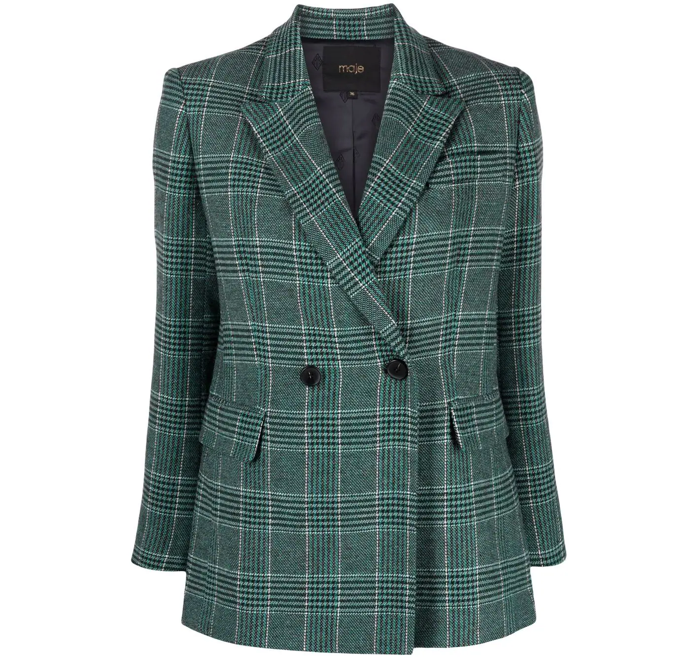 Maje Vislanda Double-Breasted Checked Jacket