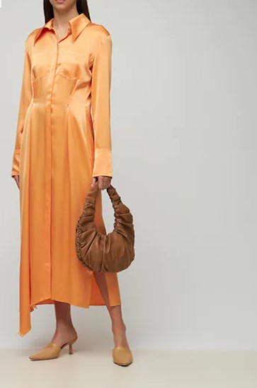 Nanushka Mamo Satin Shirt Midi Dress
